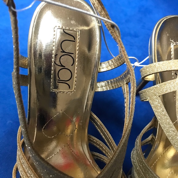 Sugar strappy gold shimmer heels - Picture 4 of 7